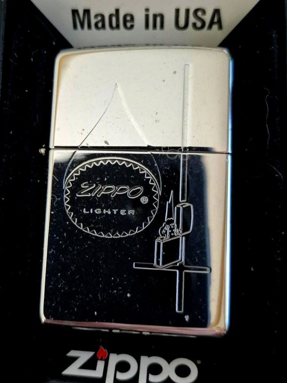 Polished Chrome Engraved Logo Zippo Lighter